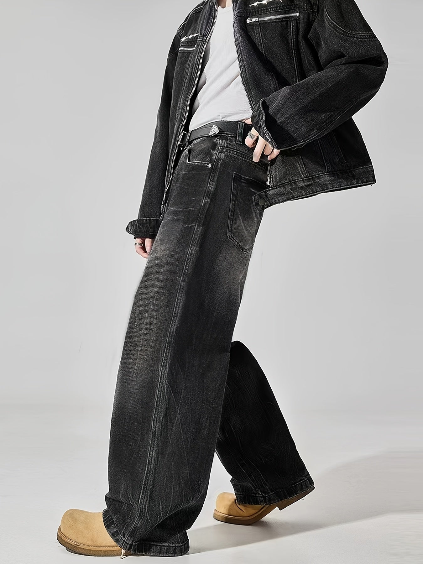 Men'S Spring\u002Fsummer American Loose Straight-leg Wide-leg Casual Jeans