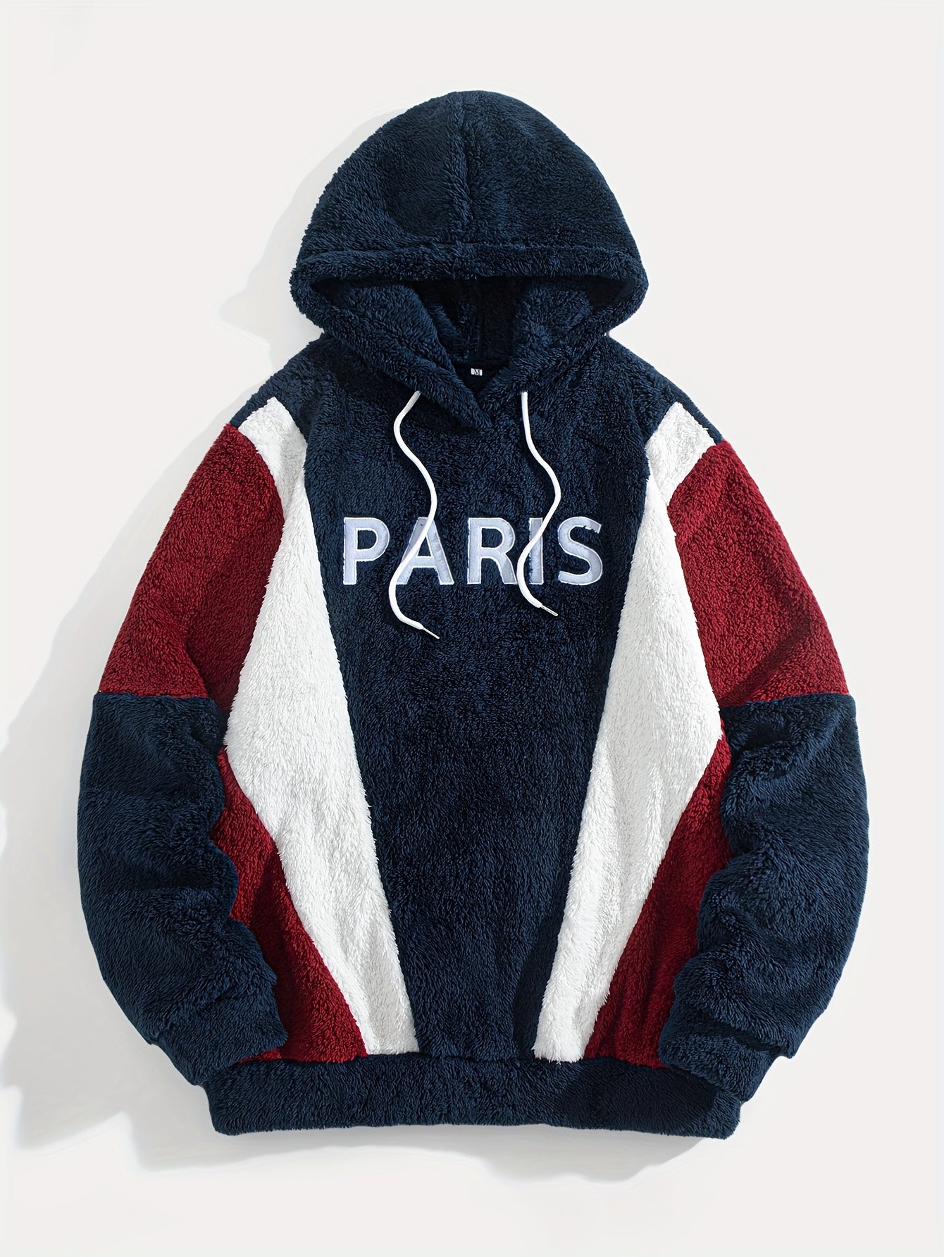 Thickened Color-Blocked Hoodie - Double-Sided Plush, Embroidery, Ideal for Casual Wear