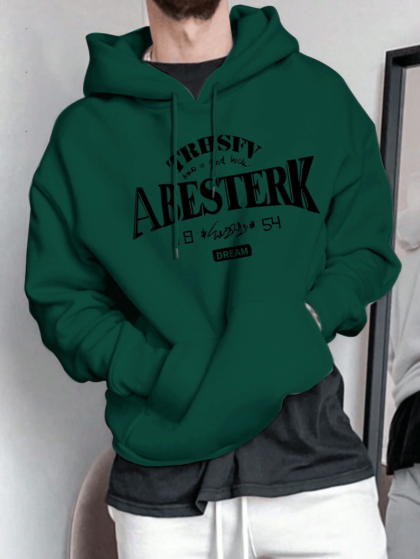 Geometric Pattern Men's Casual Hoodie | 1pc | Polyester Knit Fabric | Hooded Collar, Slight Stretch | Pullover Sweatshirt | Spring\u002FFall | Stylish