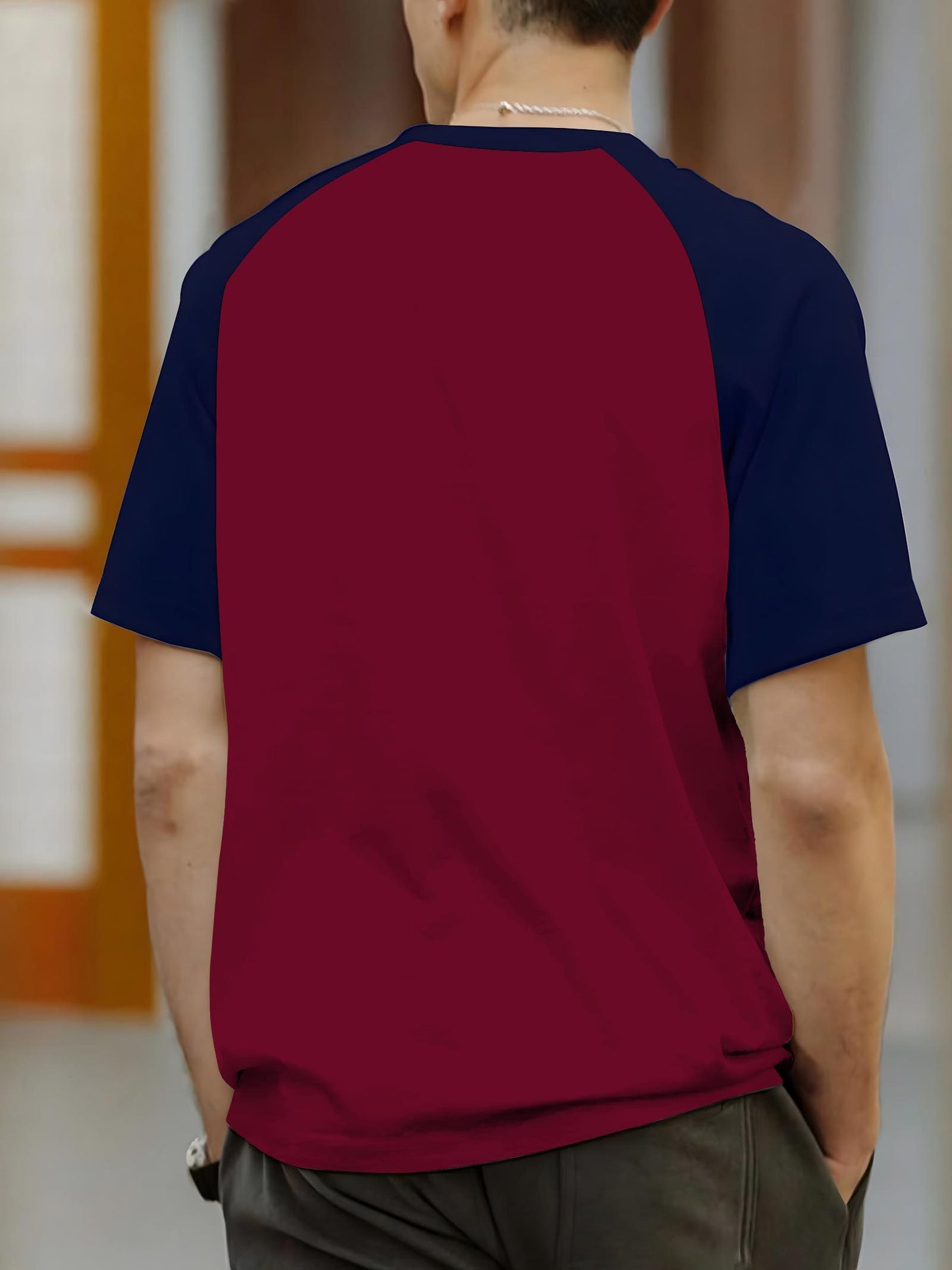 Men'S Casual Crew Neck T-Shirt, Polyester 100% Knit Fabric, Slight Stretch, Regular Fit, Short Sleeves, Summer Raglan Tee with Vintage Racing Print Design
