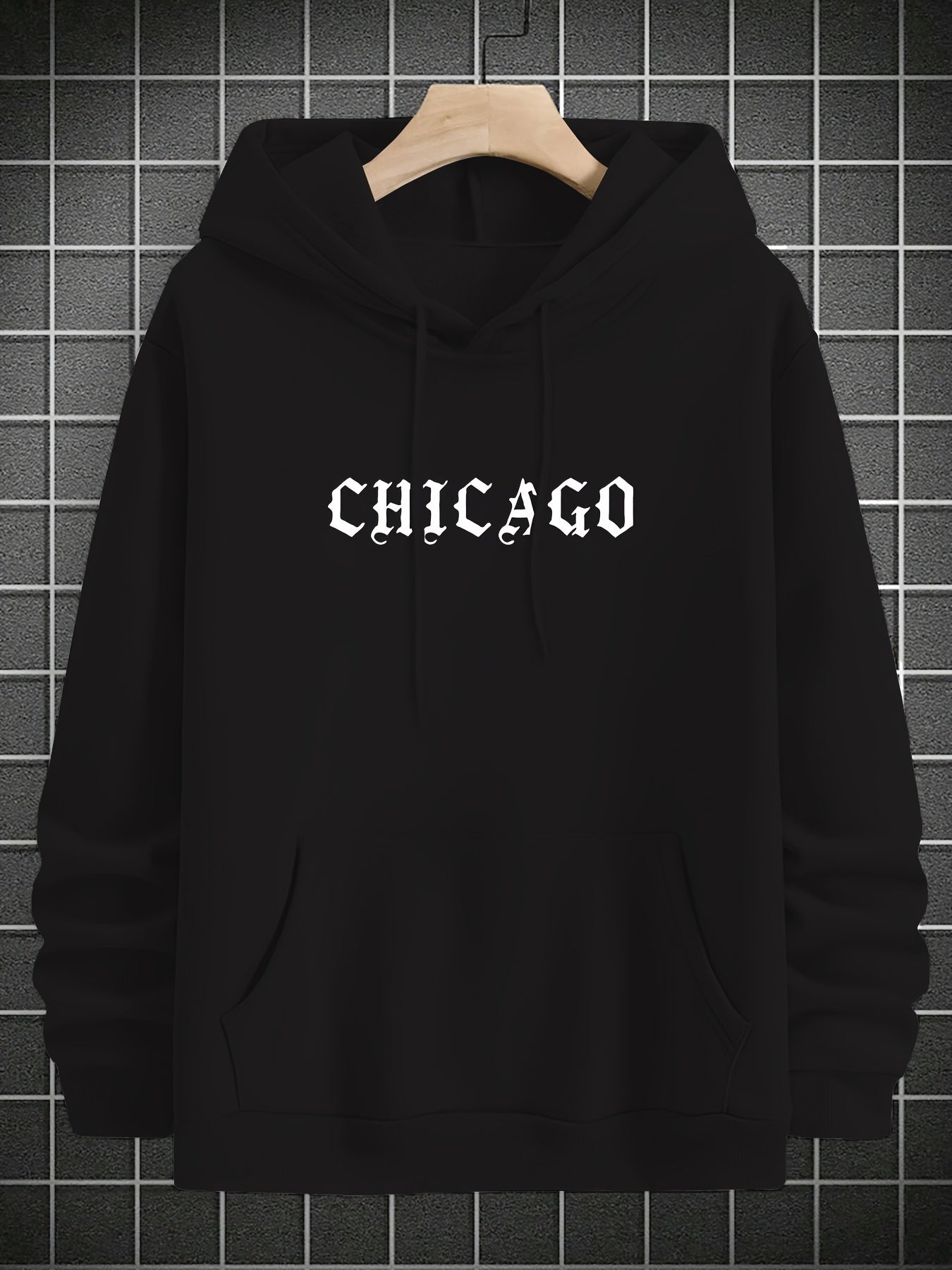 Soft Polyester Men's Casual Hoodie with Loose Fit, Kangaroo Pocket, Unique Print Design, Machine Washable