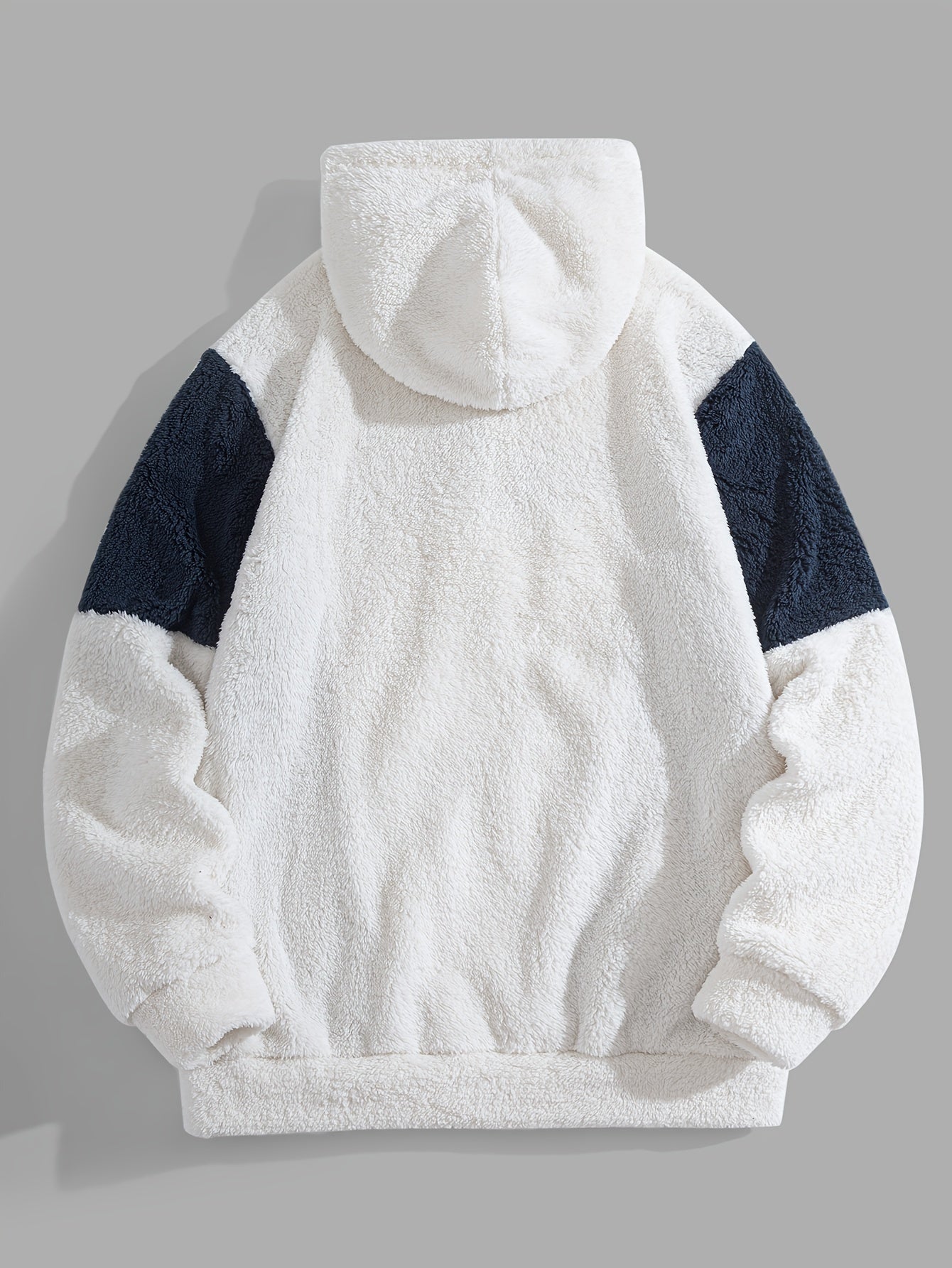 Thickened Color-Blocked Hoodie - Double-Sided Plush, Embroidery, Ideal for Casual Wear