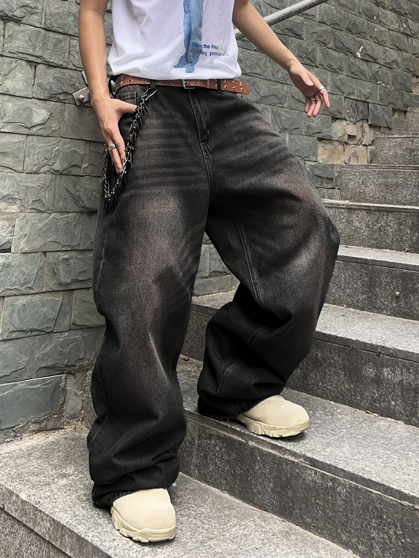 Men'S Casual Loose Fit Jeans, 90% Cotton 5% Polyester 5% Viscose Blend