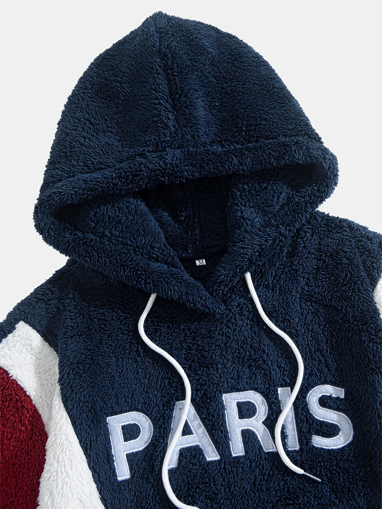 Thickened Color-Blocked Hoodie - Double-Sided Plush, Embroidery, Ideal for Casual Wear