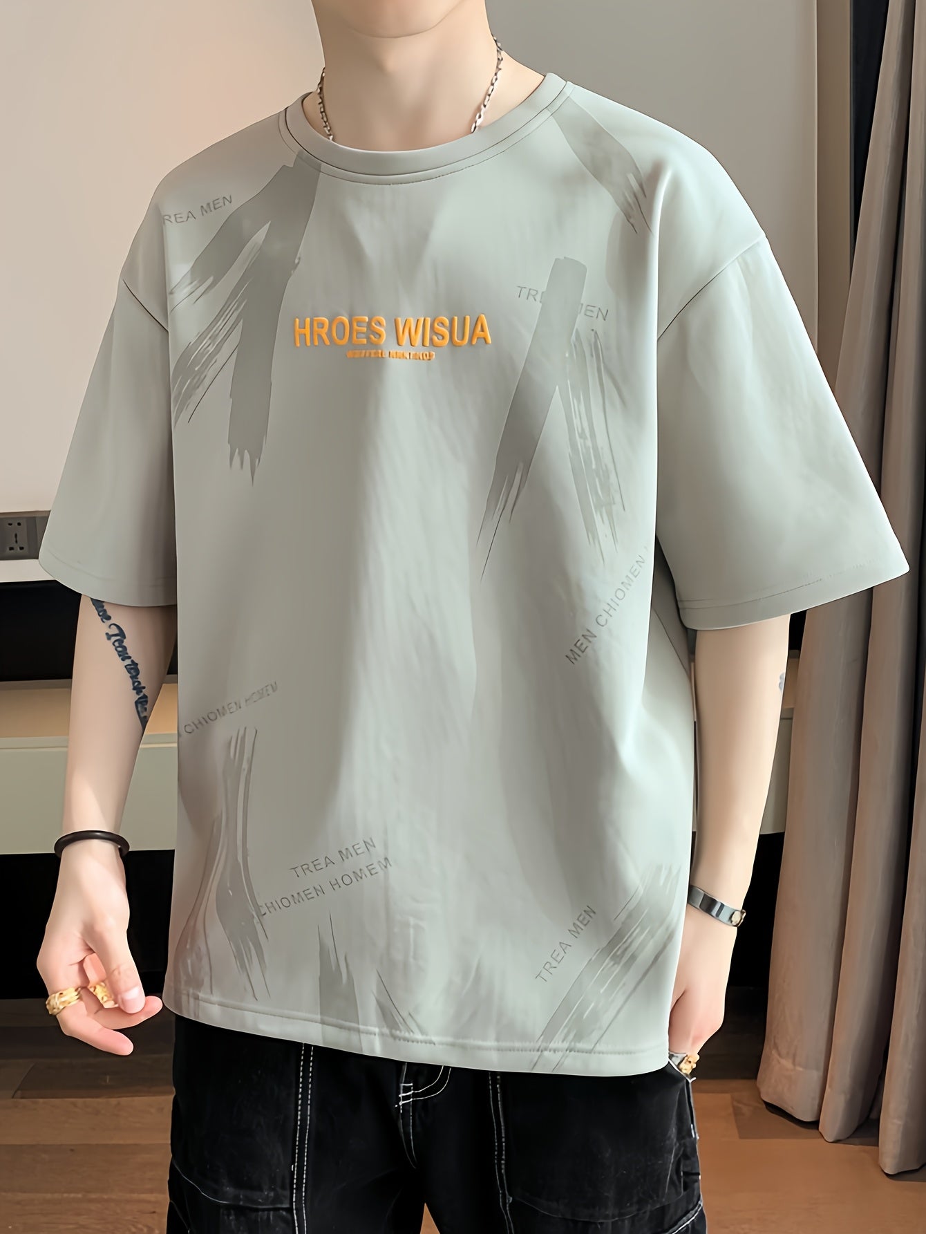 HROES WISUA Graphic T-Shirt HROES WISUA Men's Summer Short Sleeve T-Shirt | Graphic Print, Breathable & Stretchy Fabric, Loose Fit Round Neck Casual Tee for Casual Attire, Streetwear, or Gift, Everyday Tshirt - Trendy Casualwear, Comfortable Fit