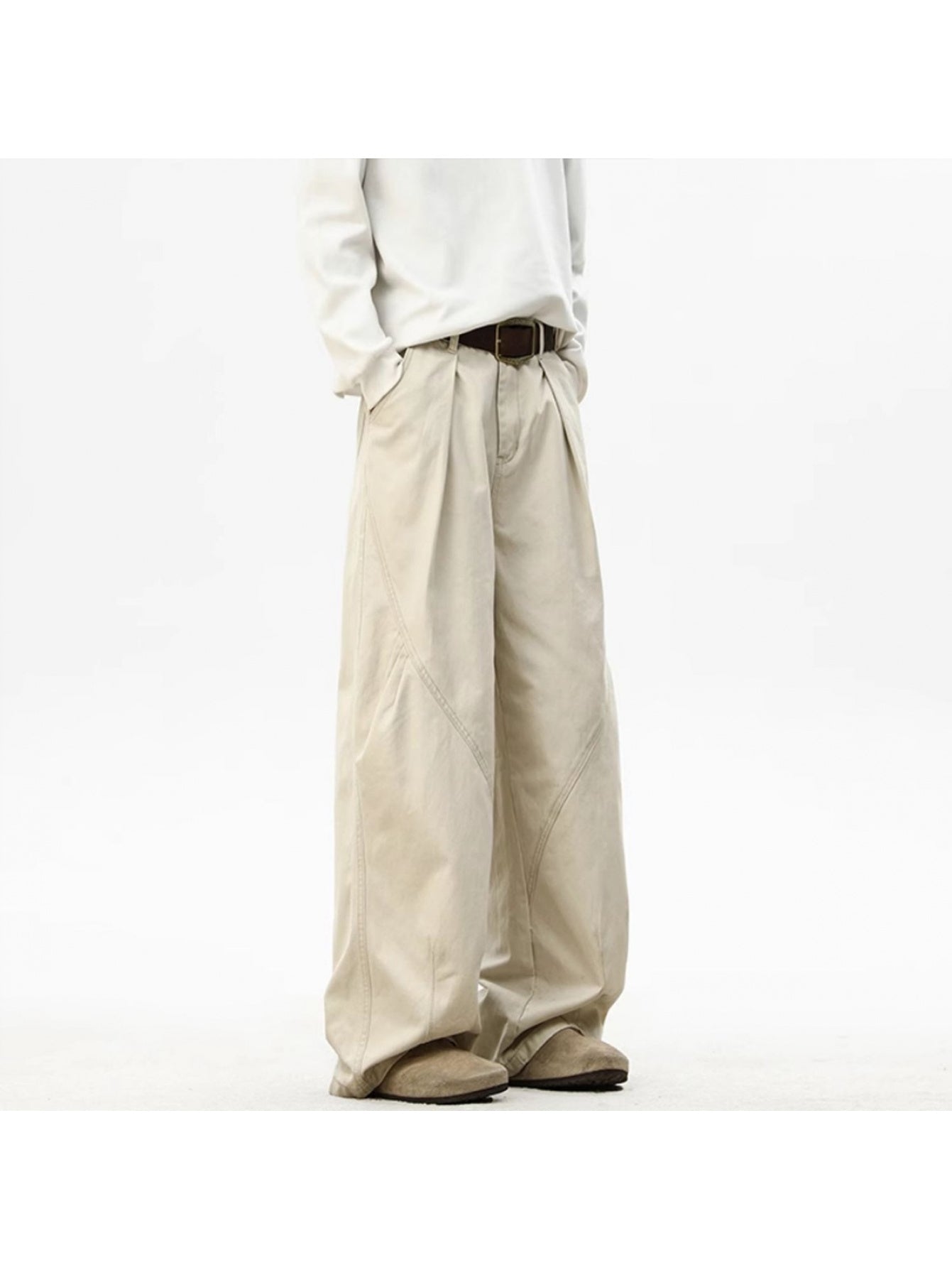 American Retro Pleated Paratrooper Cargo Pants - Unisex High Street Loose Straight Leg with Multiple Pockets, Mid-Rise Belt Loops & Zipper Closure, Solid Color All-Season Casual Trousers for Men & Women
