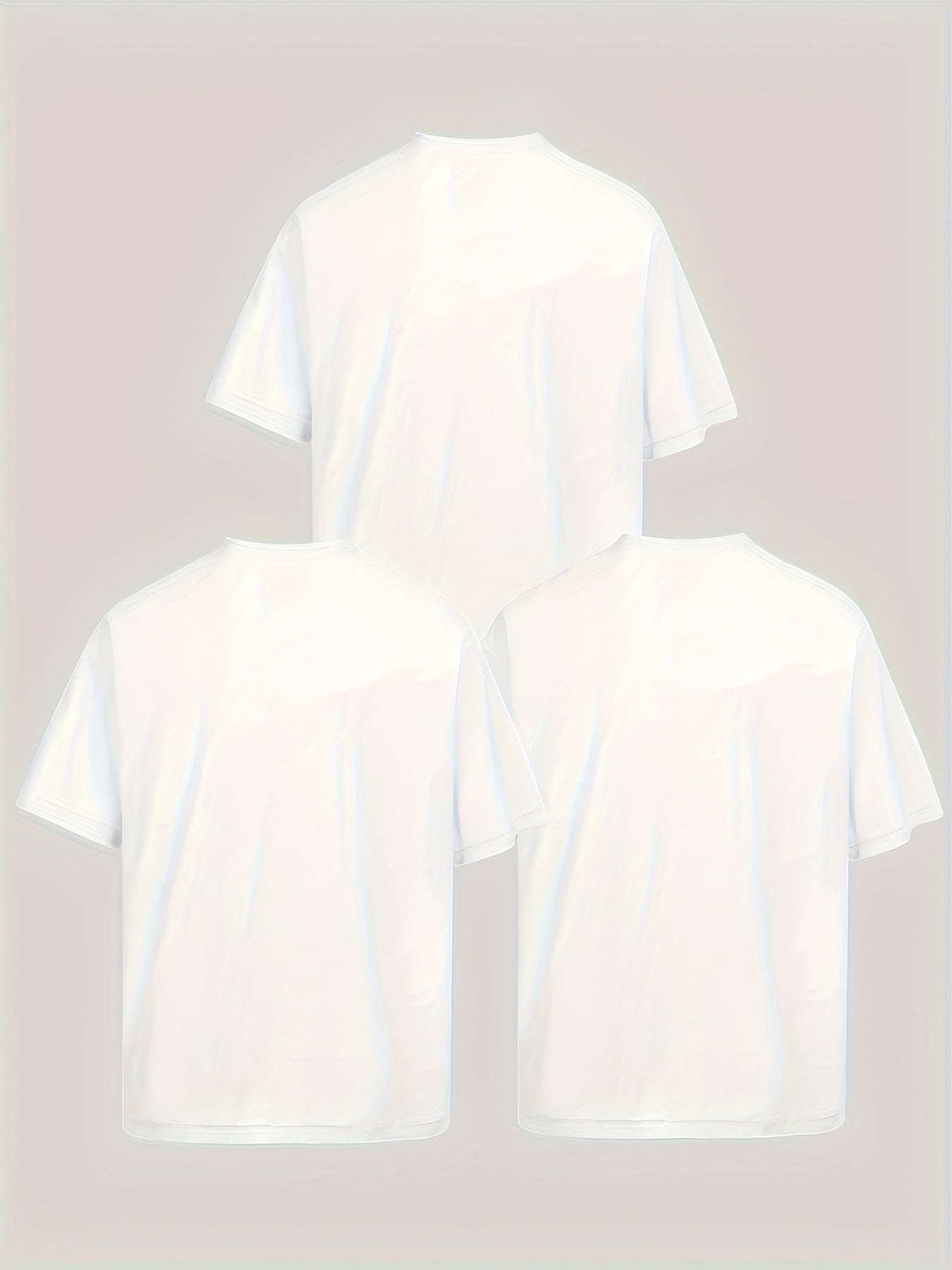 3pcs Stylish T-shirt Set with Los & Milan Art Monogram Print - Relaxed, Breathable Polyester Blend, Machine Washable - Perfect for Summer