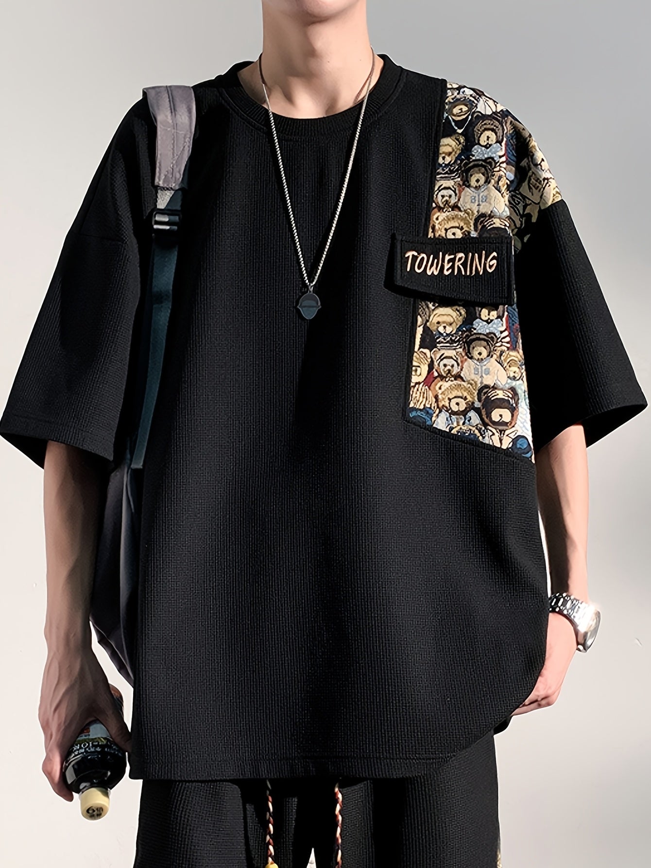 Casual T-Shirt Summer Casual Men's T-Shirt | Loose Fit Short Sleeve Tee with Embroidered \