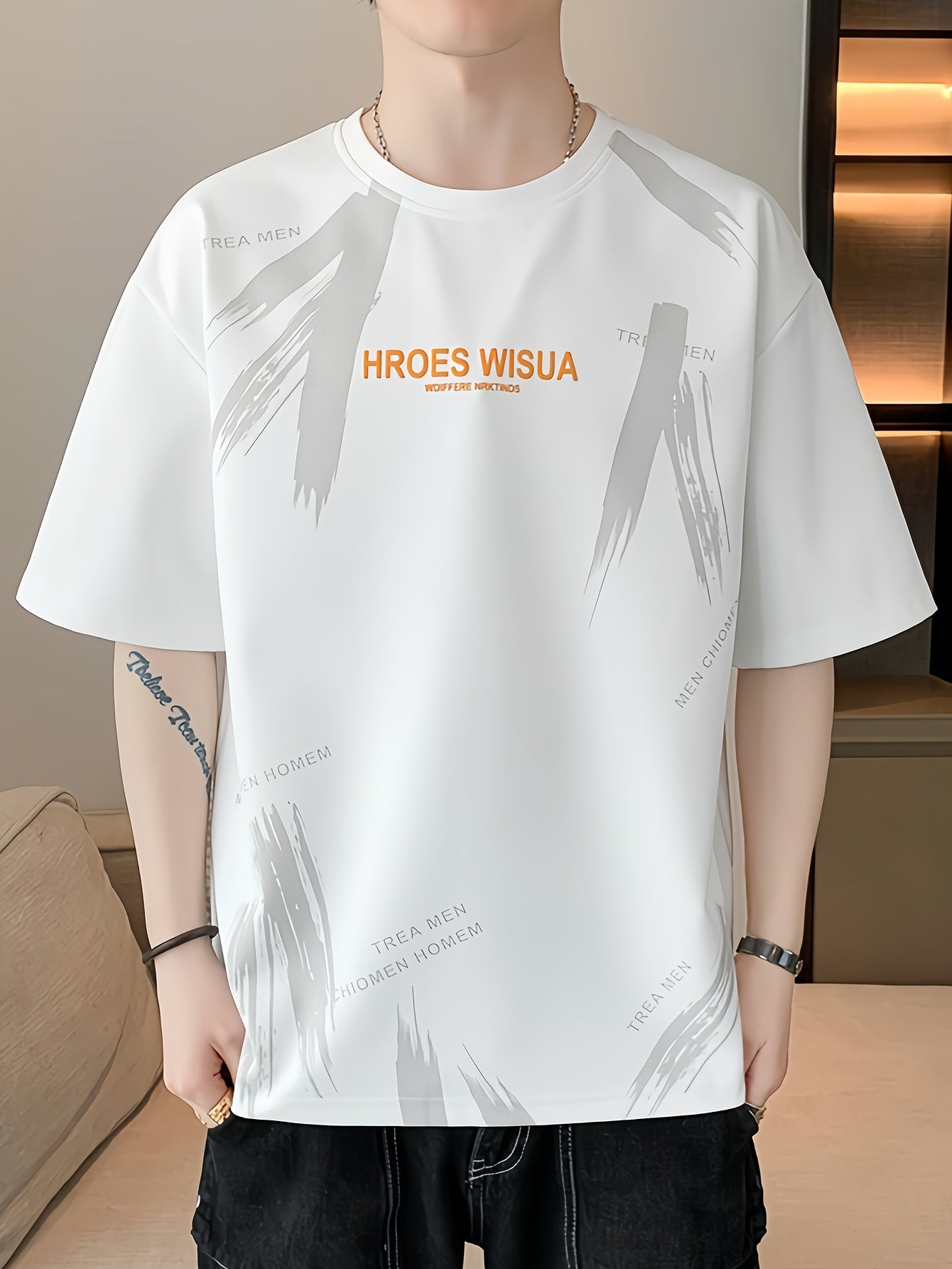 HROES WISUA Graphic T-Shirt HROES WISUA Men's Summer Short Sleeve T-Shirt | Graphic Print, Breathable & Stretchy Fabric, Loose Fit Round Neck Casual Tee for Casual Attire, Streetwear, or Gift, Everyday Tshirt - Trendy Casualwear, Comfortable Fit
