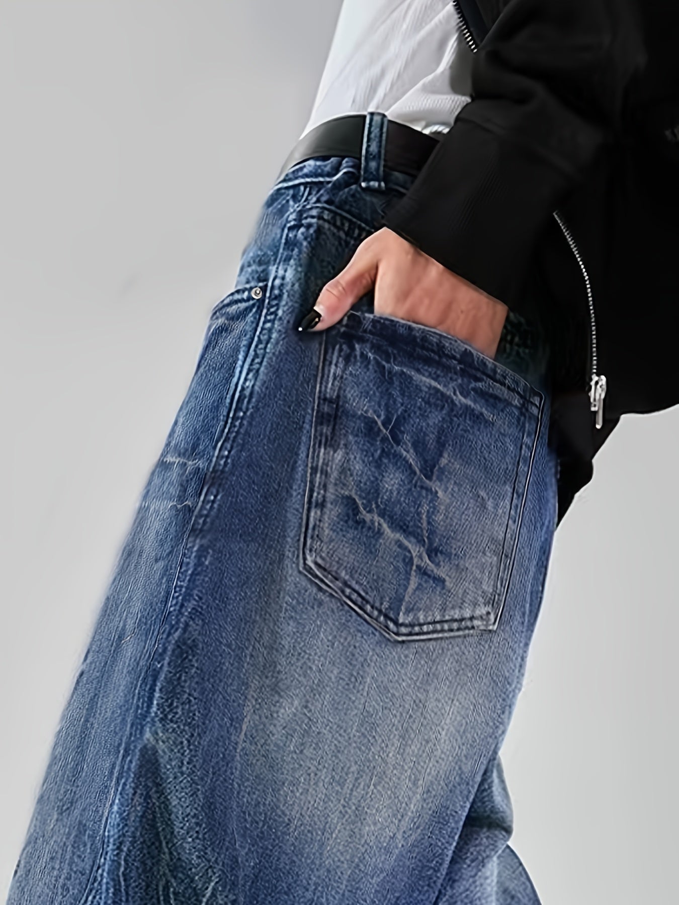 Men'S Spring\u002Fsummer American Loose Straight-leg Wide-leg Casual Jeans