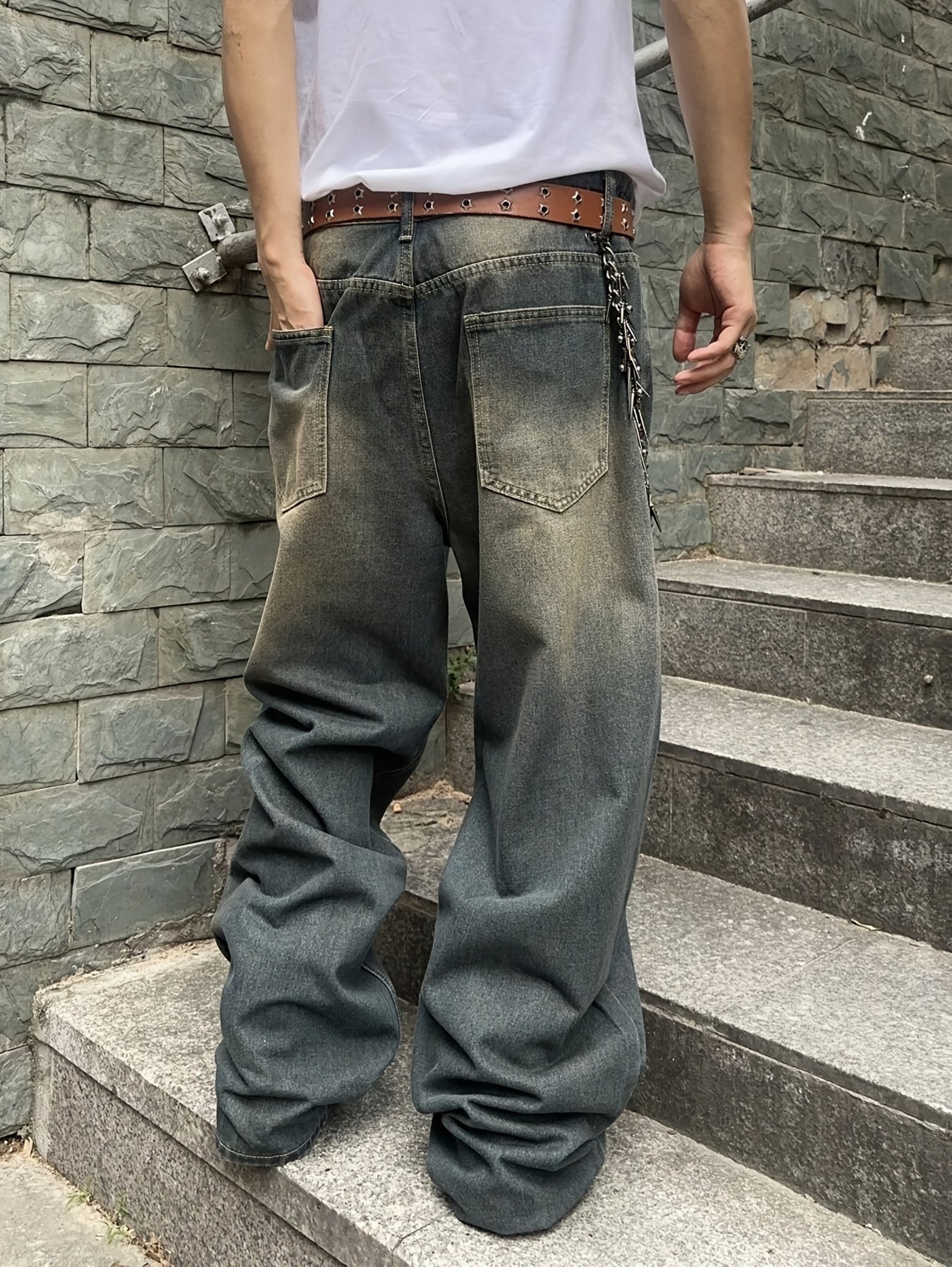 Men'S Casual Loose Fit Jeans, 90% Cotton 5% Polyester 5% Viscose Blend