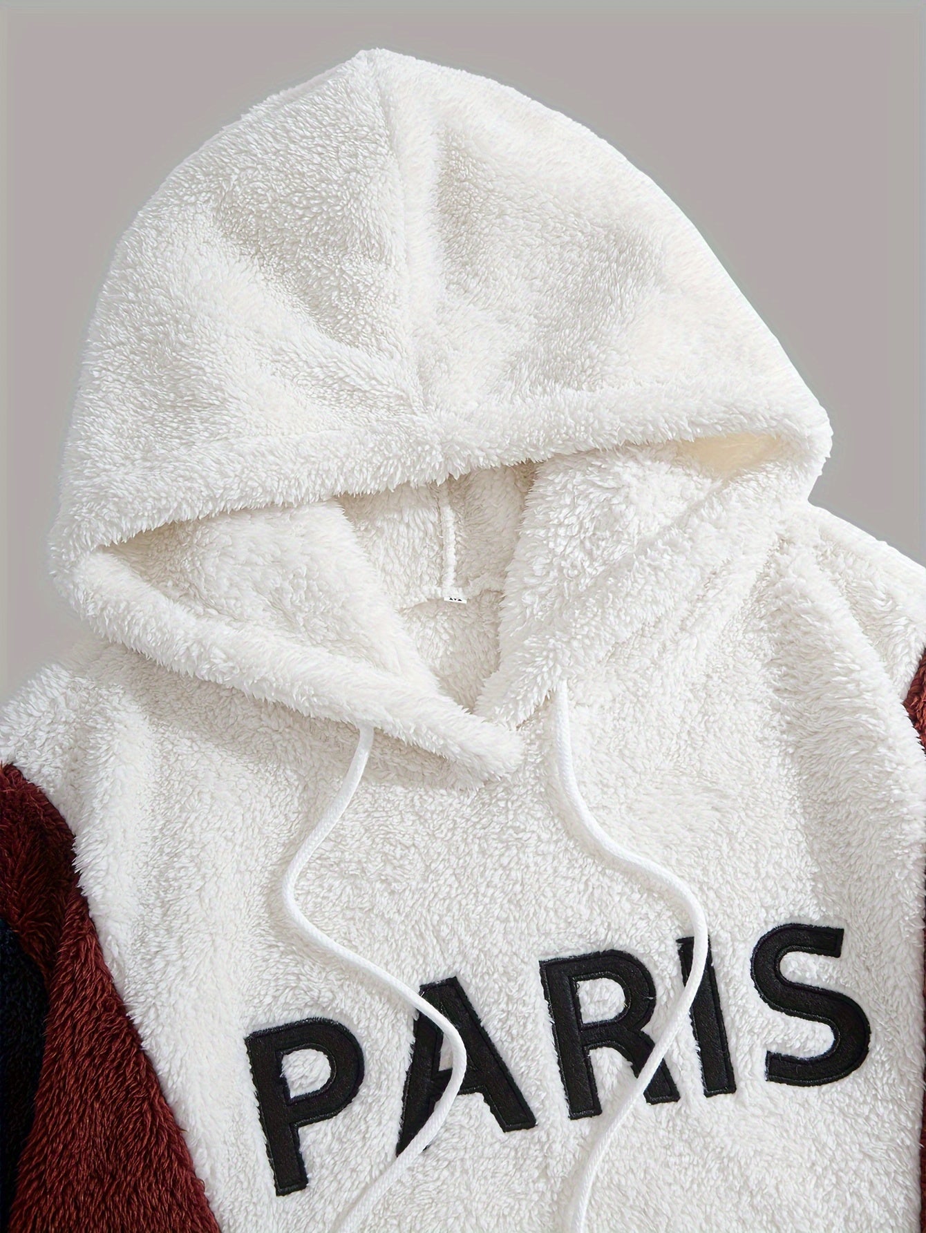 Thickened Color-Blocked Hoodie - Double-Sided Plush, Embroidery, Ideal for Casual Wear