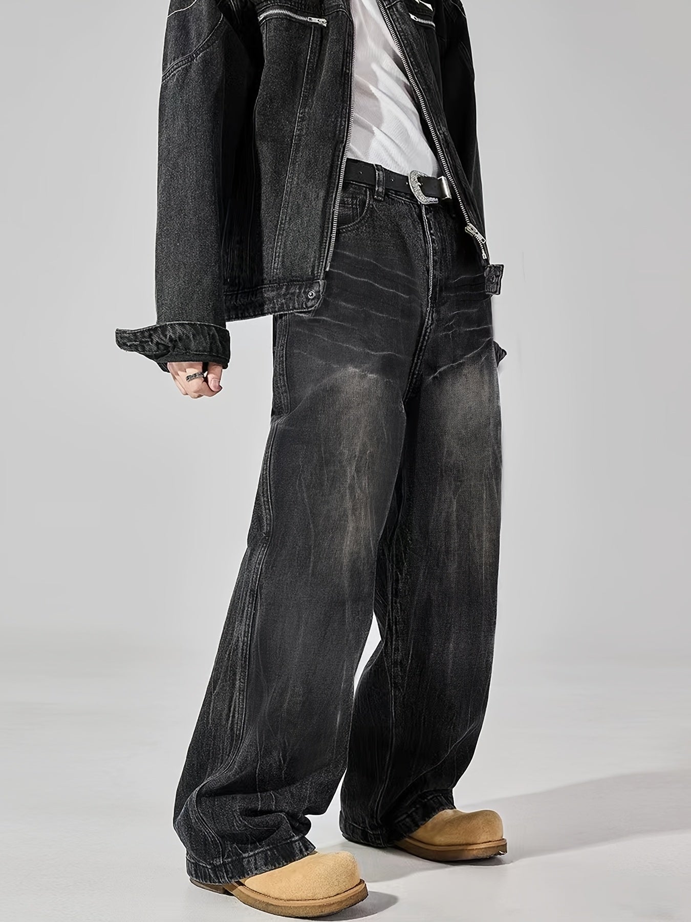 Men'S Spring\u002Fsummer American Loose Straight-leg Wide-leg Casual Jeans
