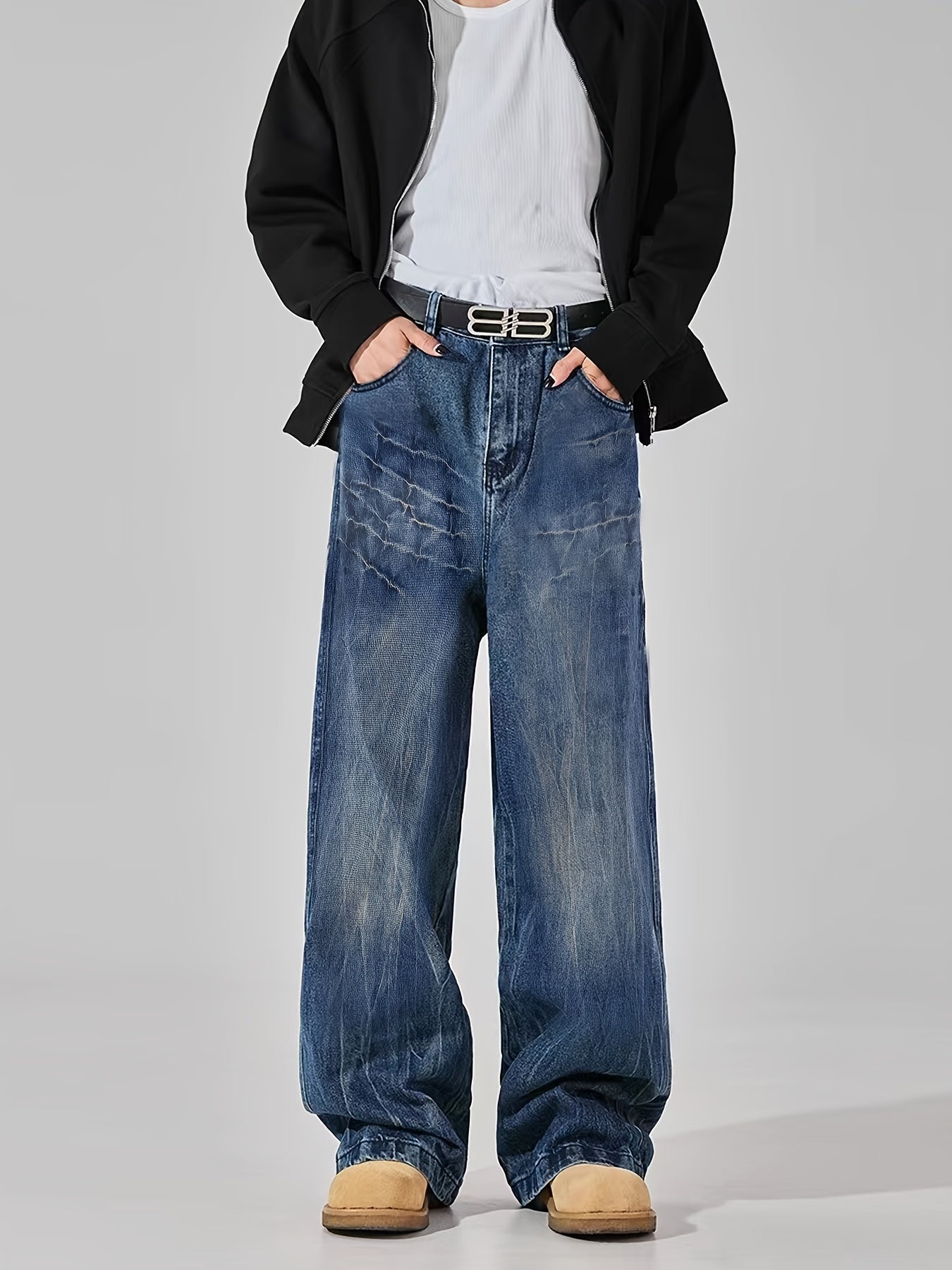 Men'S Spring\u002Fsummer American Loose Straight-leg Wide-leg Casual Jeans