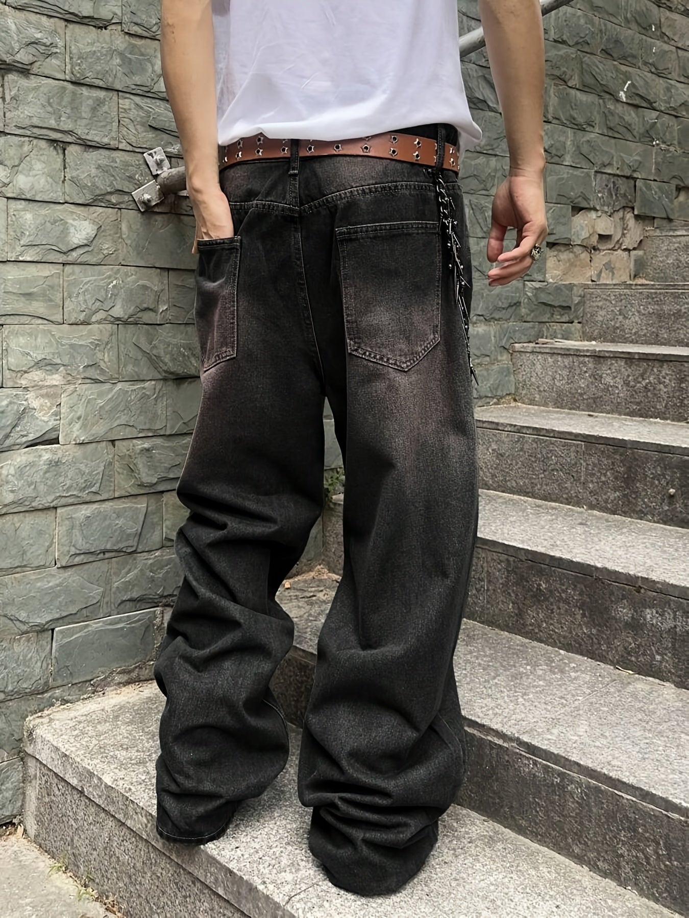 Men'S Casual Loose Fit Jeans, 90% Cotton 5% Polyester 5% Viscose Blend