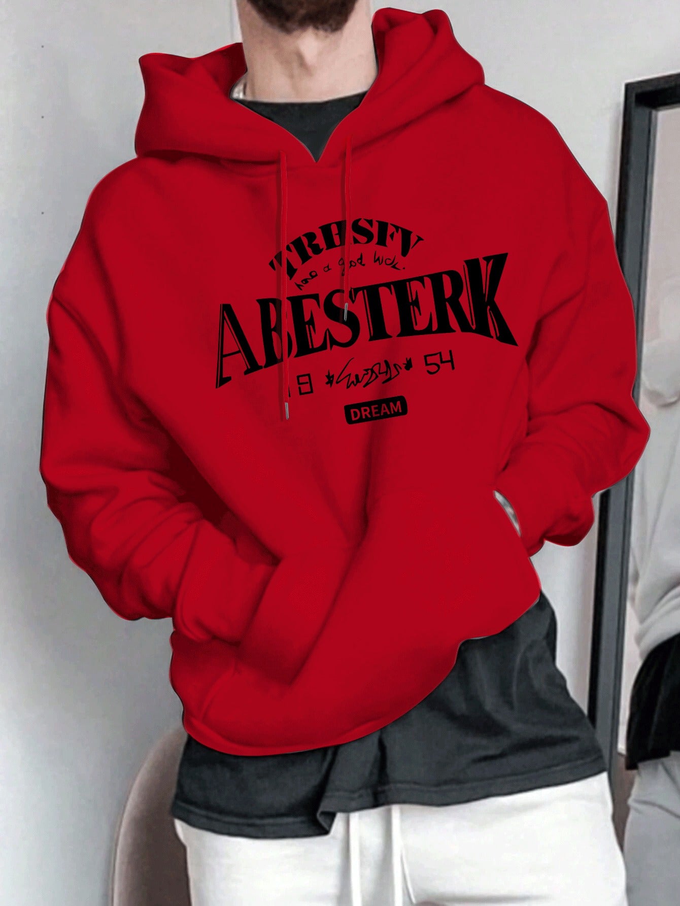 Geometric Pattern Men's Casual Hoodie | 1pc | Polyester Knit Fabric | Hooded Collar, Slight Stretch | Pullover Sweatshirt | Spring\u002FFall | Stylish
