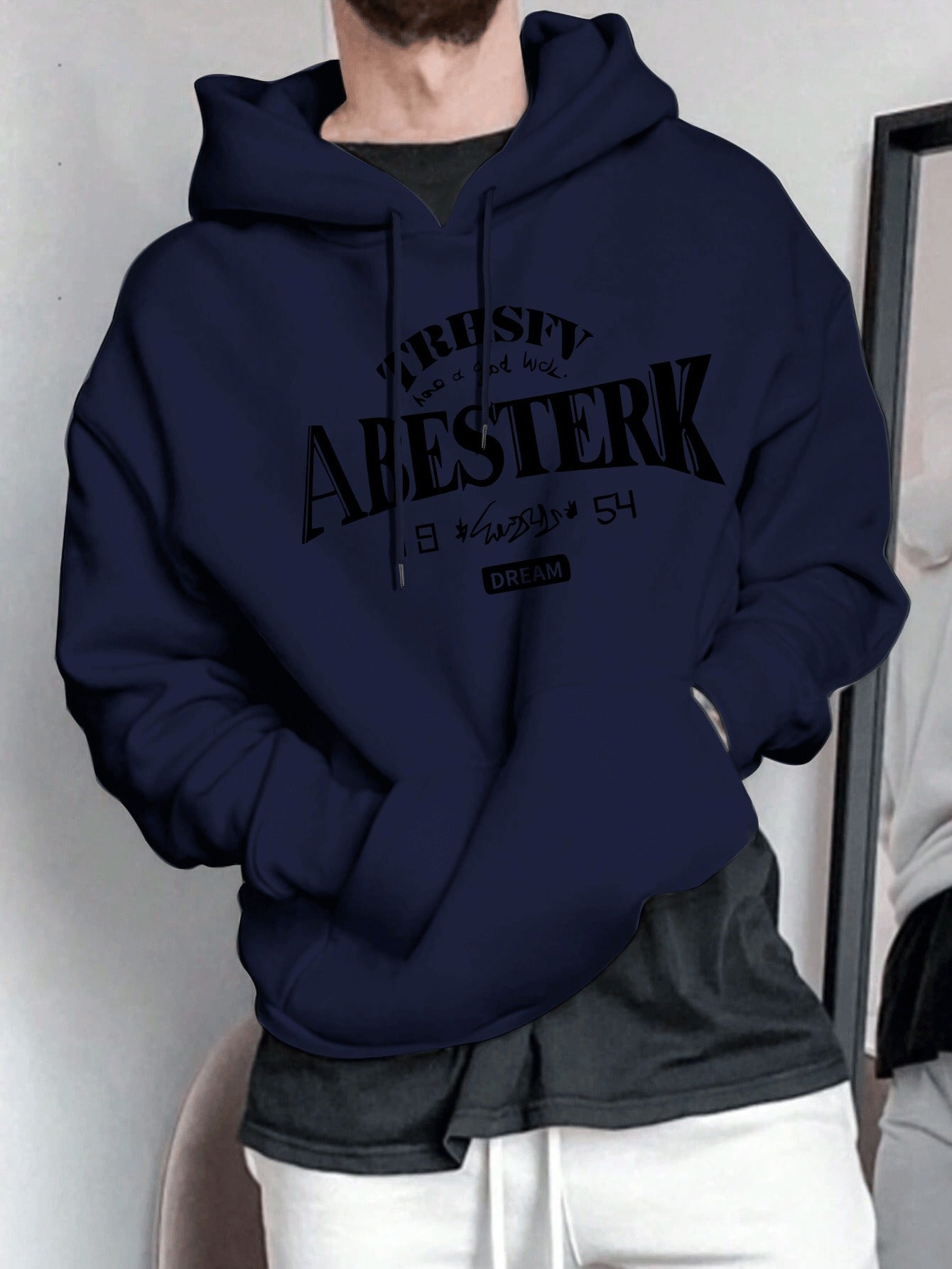 Geometric Pattern Men's Casual Hoodie | 1pc | Polyester Knit Fabric | Hooded Collar, Slight Stretch | Pullover Sweatshirt | Spring\u002FFall | Stylish