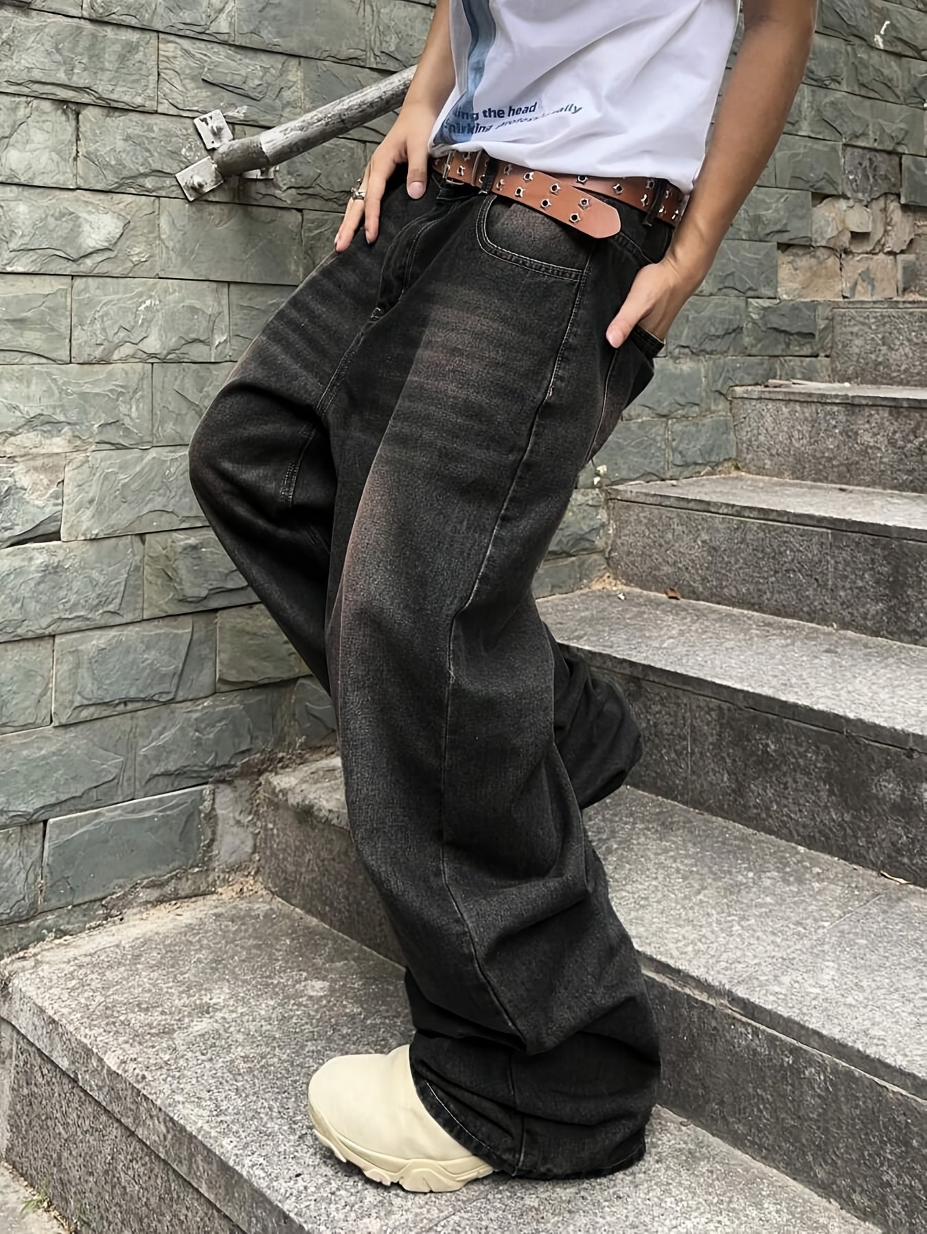 Men'S Casual Loose Fit Jeans, 90% Cotton 5% Polyester 5% Viscose Blend
