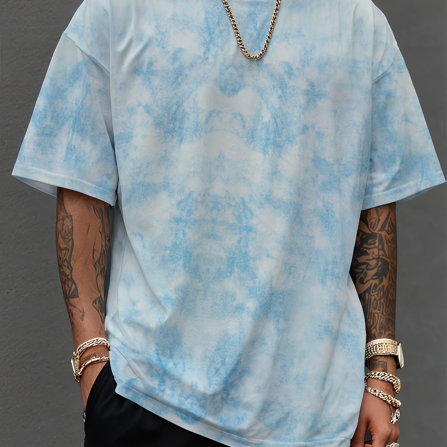 Plain Men's Tie-Dye T-Shirt Short Sleeve