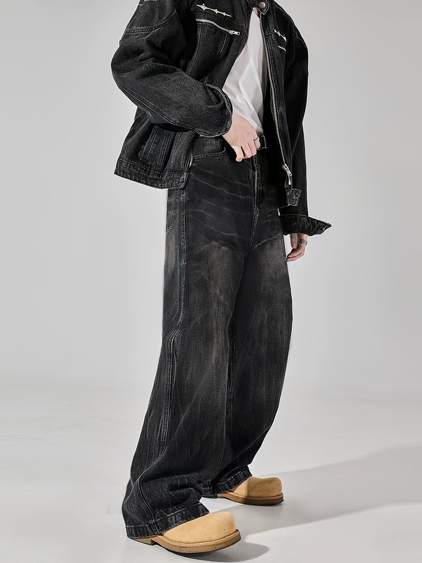 Men'S Spring\u002Fsummer American Loose Straight-leg Wide-leg Casual Jeans