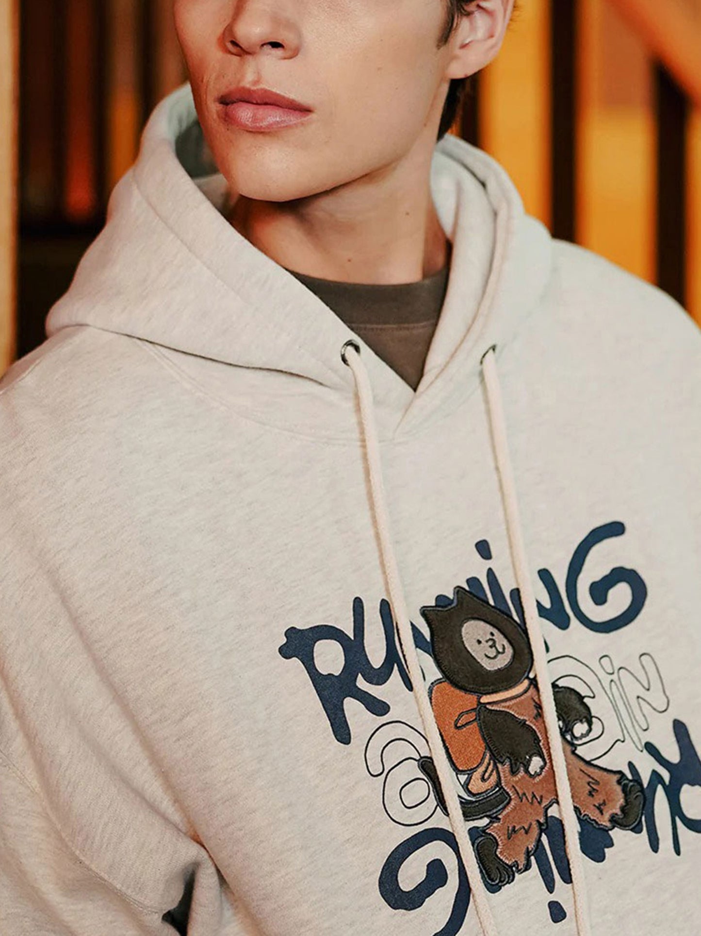 Casual Polyester Hooded Sweatshirt, Geometric Pattern, Slight Stretch, Regular Fit, with Drawstring, for All-Season Pullover Hoodie