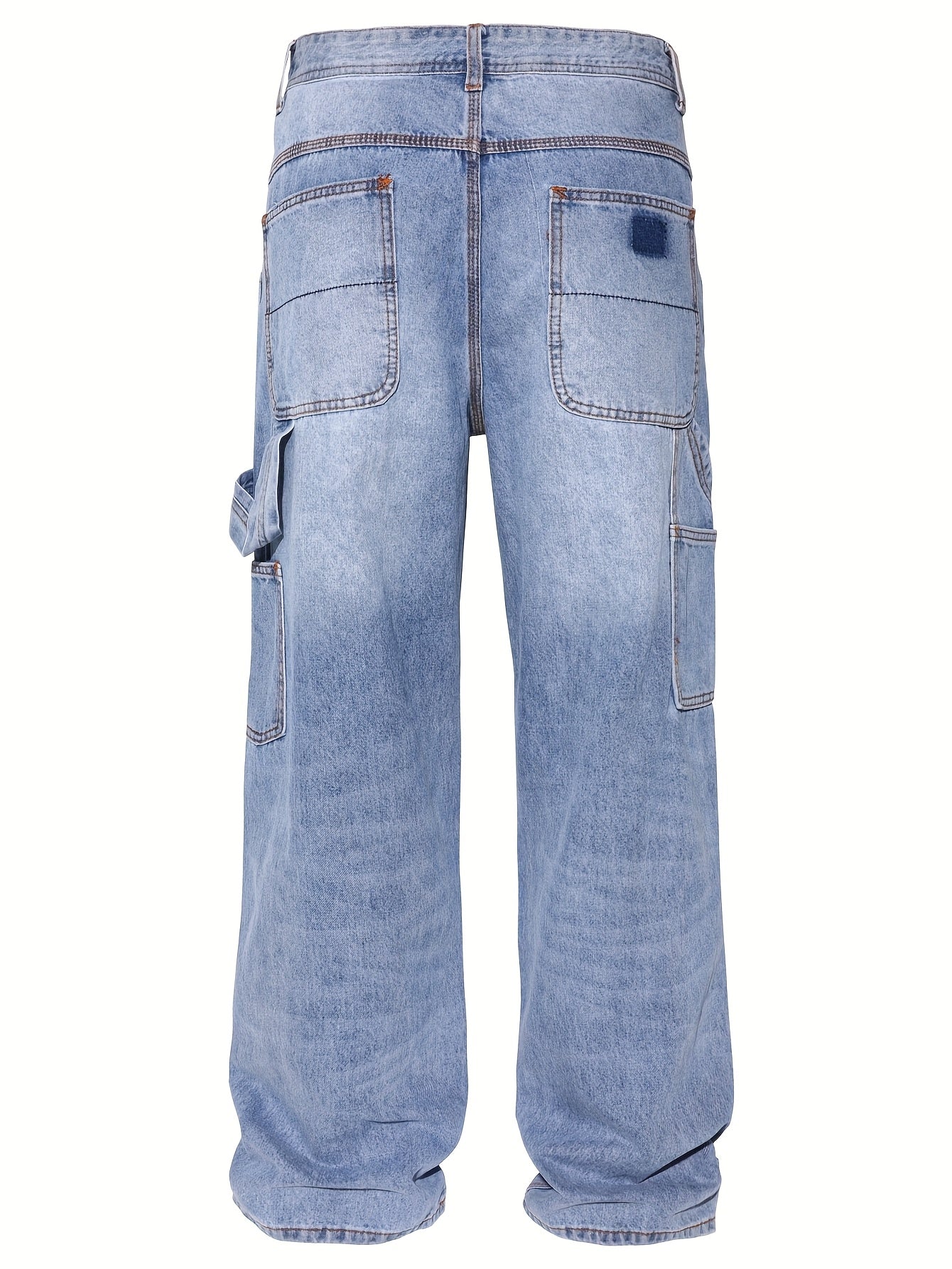 Men'S American Workwear Carpenter Jeans Vintage Utility Streetwear Loose Fit Wide Leg Denim Trousers Y2K Retro Pants Cargo Jeans