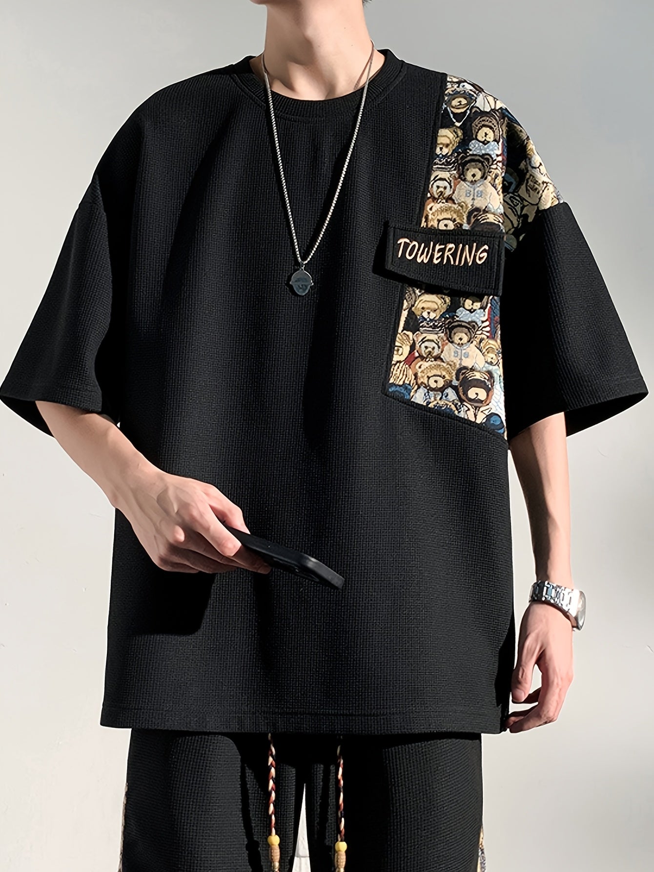 Casual T-Shirt Summer Casual Men's T-Shirt | Loose Fit Short Sleeve Tee with Embroidered \