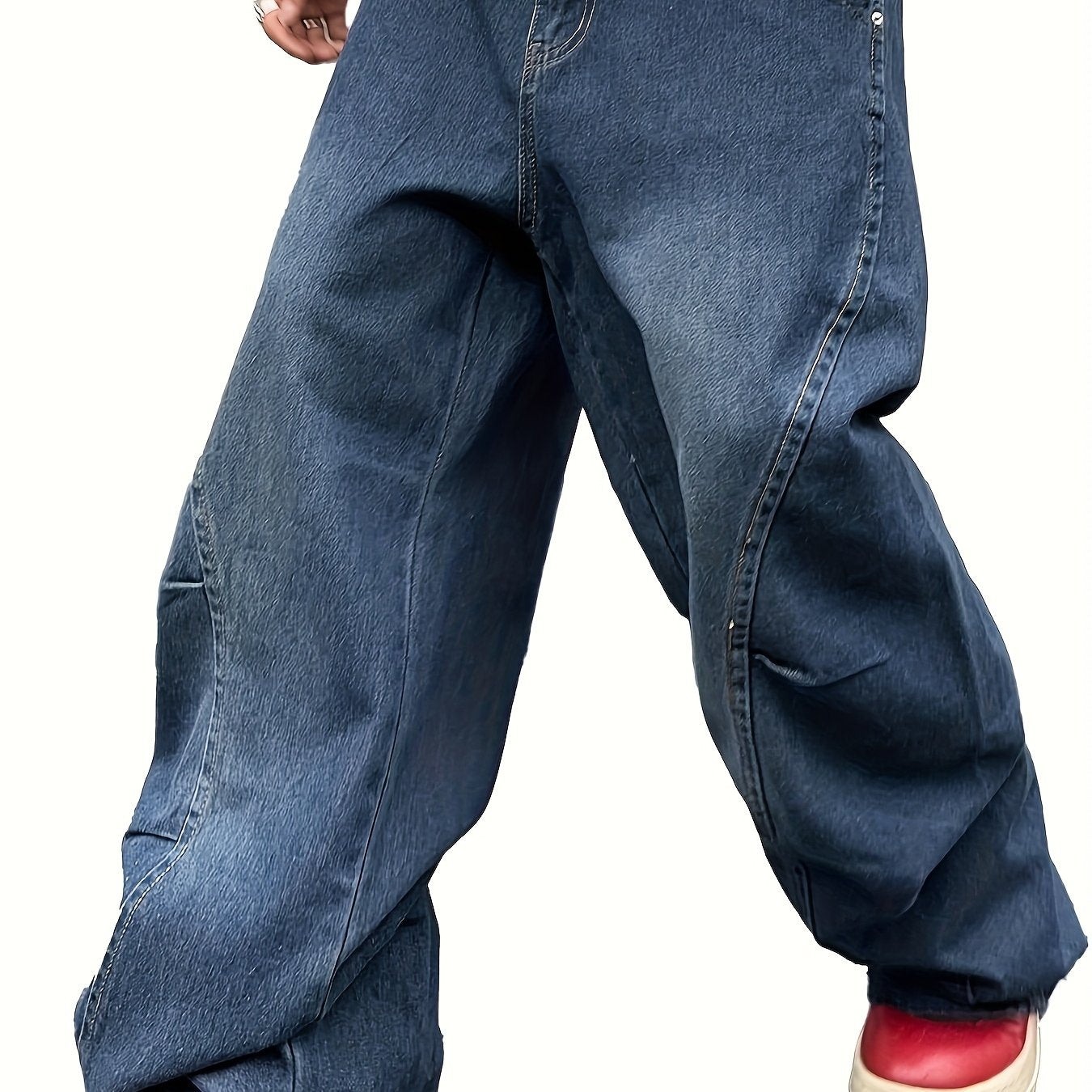 1pc Chinese Streetwear Men'S JeansHip-Hop Street Style American Retro Washed Trendy Long PantsHeavy-Duty Destroyed High-Street Men'S Jeans with Large PocketsAll-Season Wearable, Perfect for Daily Commuting