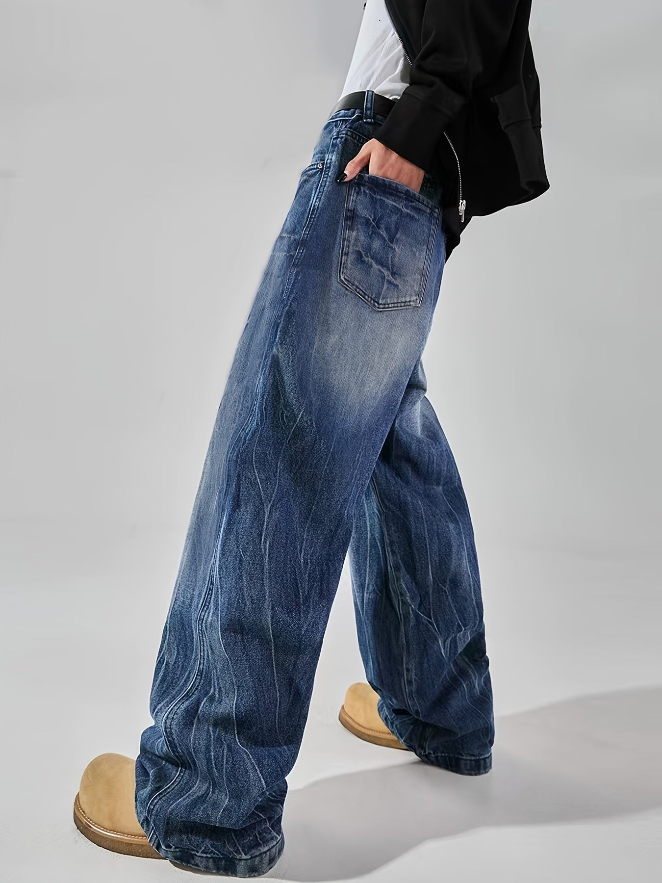 Men'S Spring\u002Fsummer American Loose Straight-leg Wide-leg Casual Jeans