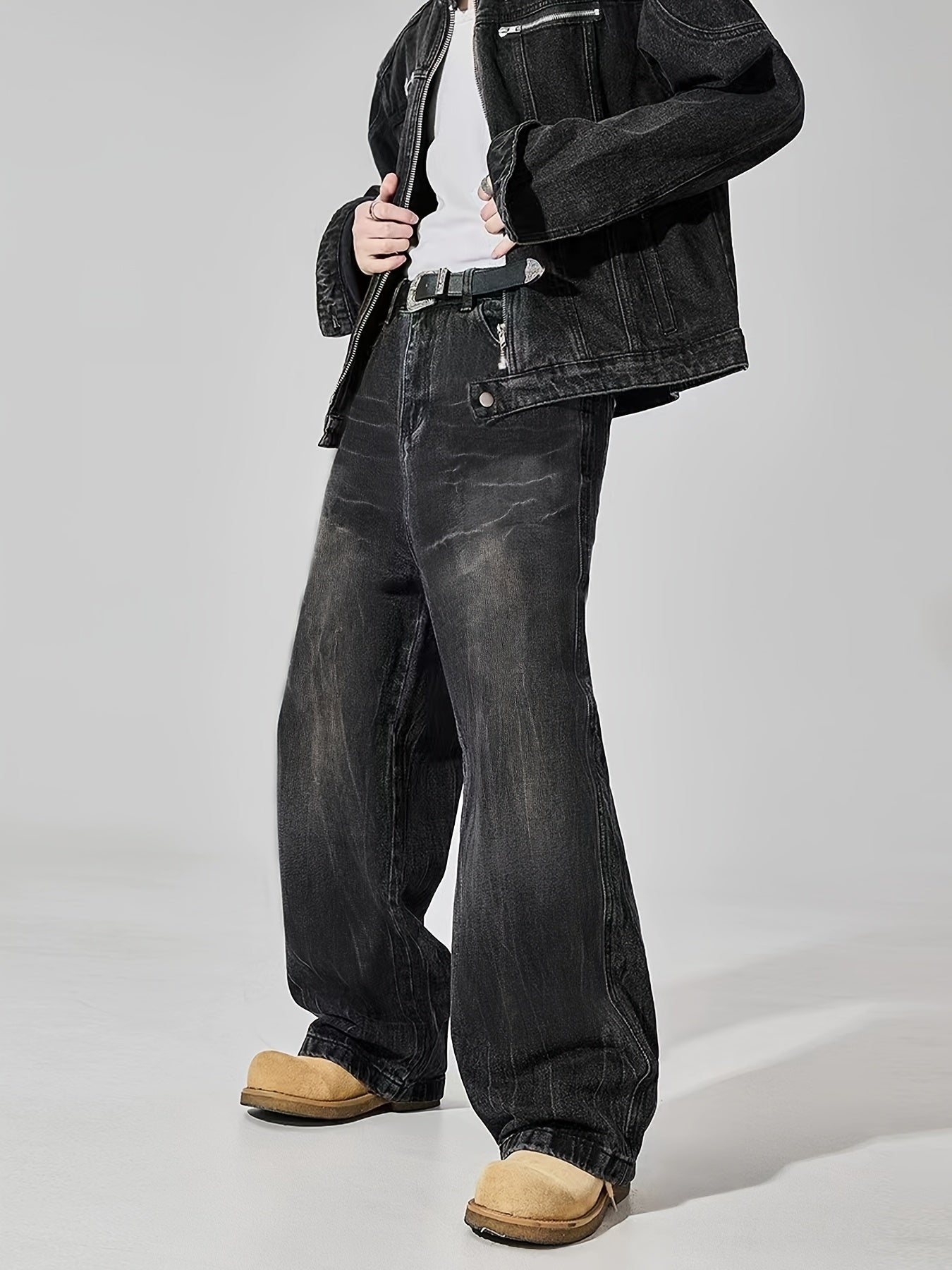 Men'S Spring\u002Fsummer American Loose Straight-leg Wide-leg Casual Jeans