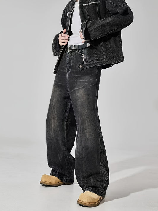 Men'S Spring\u002Fsummer American Loose Straight-leg Wide-leg Casual Jeans