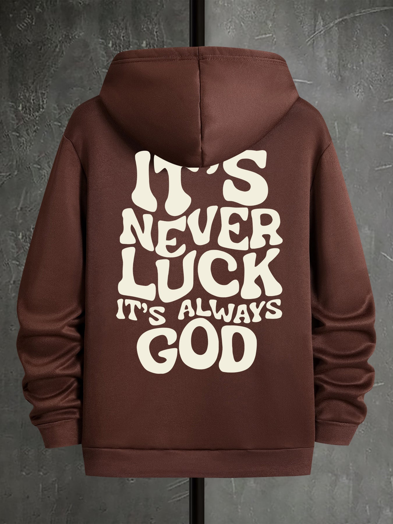 Stylish Faith-Inspired Hoodie - Soft Polyester Knit Fabric, Geometric Lettering Pattern, Casual Fit with Slight Stretch, \