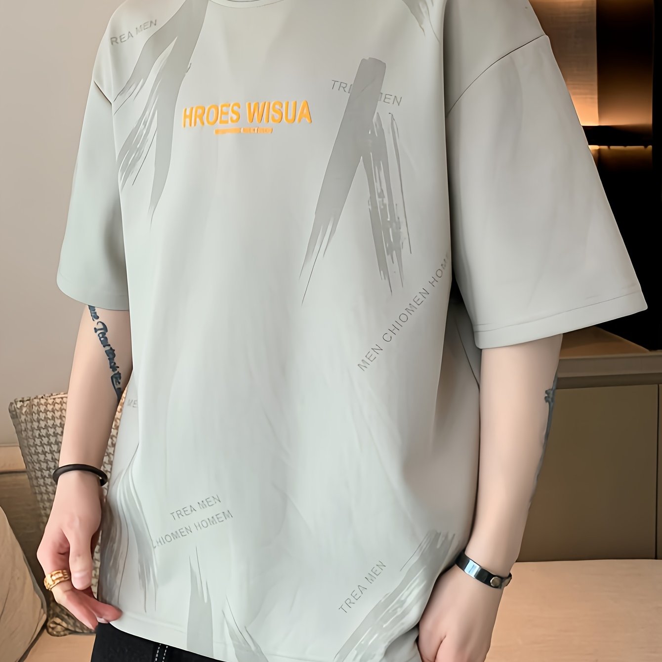HROES WISUA Graphic T-Shirt HROES WISUA Men's Summer Short Sleeve T-Shirt | Graphic Print, Breathable & Stretchy Fabric, Loose Fit Round Neck Casual Tee for Casual Attire, Streetwear, or Gift, Everyday Tshirt - Trendy Casualwear, Comfortable Fit