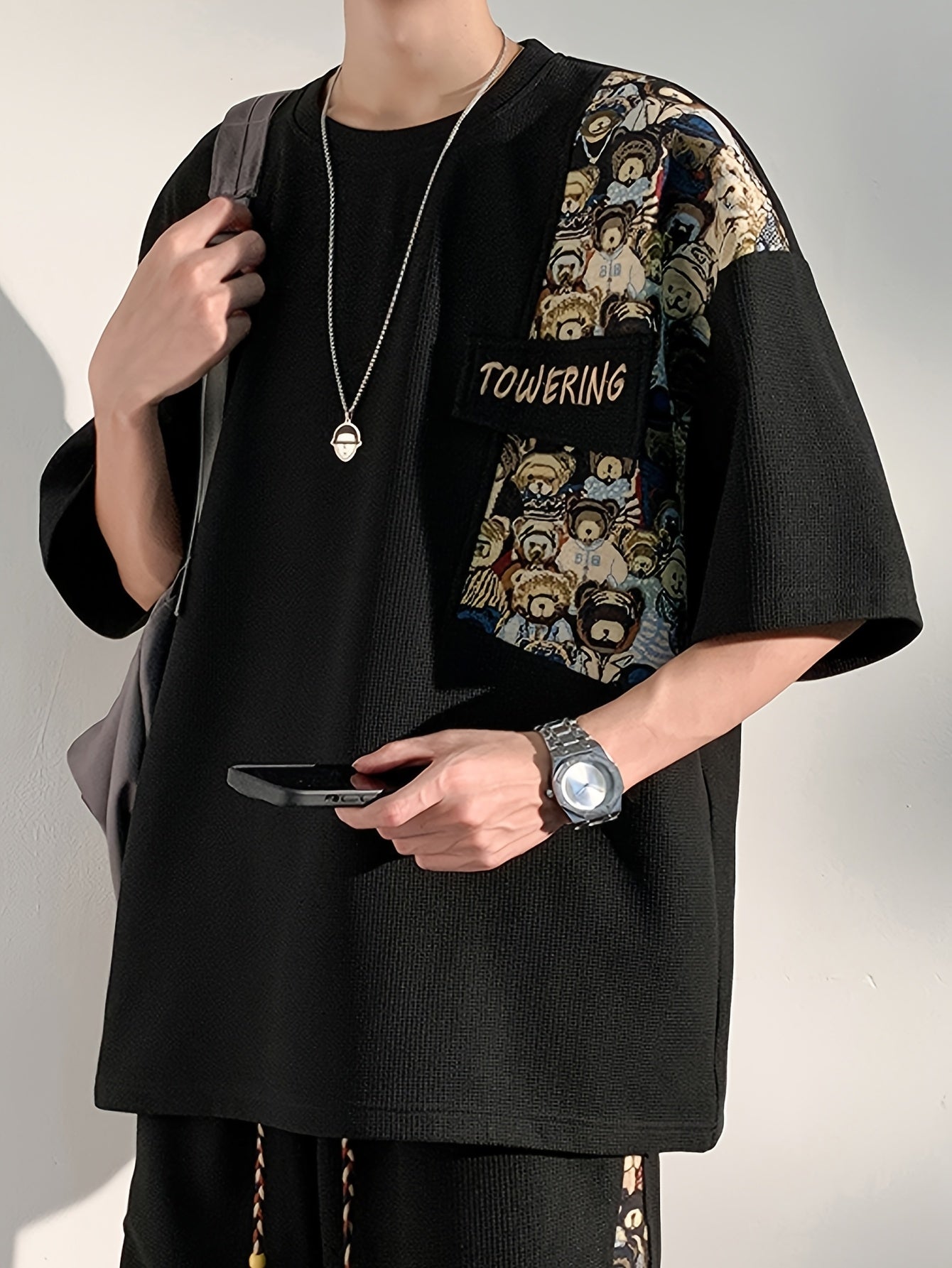 Casual T-Shirt Summer Casual Men's T-Shirt | Loose Fit Short Sleeve Tee with Embroidered \