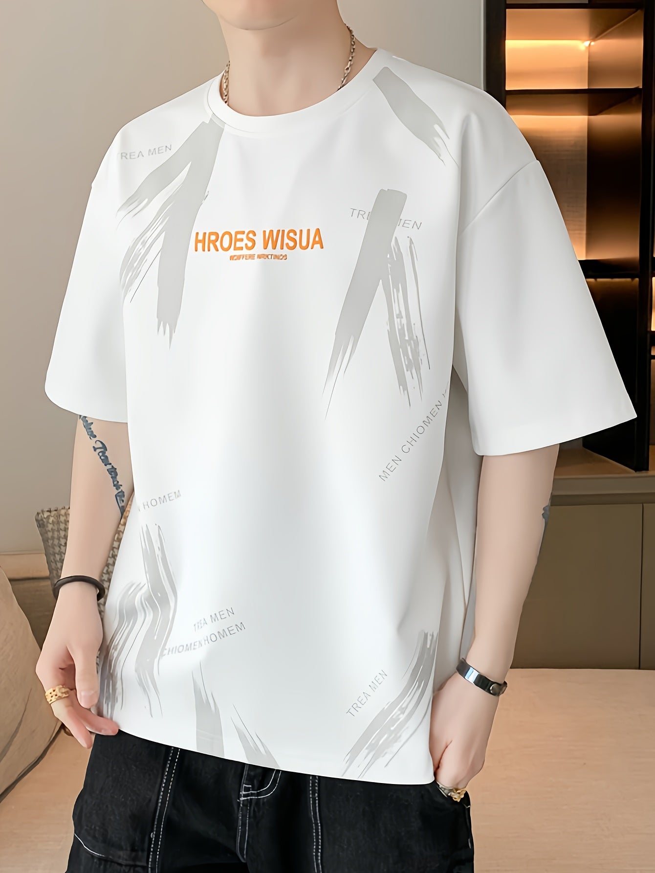 HROES WISUA Graphic T-Shirt HROES WISUA Men's Summer Short Sleeve T-Shirt | Graphic Print, Breathable & Stretchy Fabric, Loose Fit Round Neck Casual Tee for Casual Attire, Streetwear, or Gift, Everyday Tshirt - Trendy Casualwear, Comfortable Fit