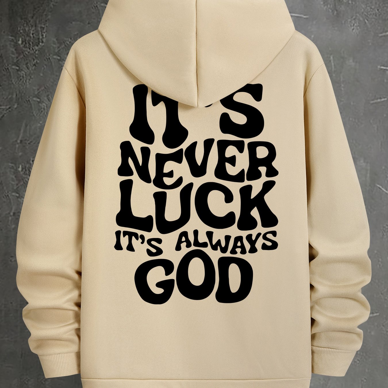 Stylish Faith-Inspired Hoodie - Soft Polyester Knit Fabric, Geometric Lettering Pattern, Casual Fit with Slight Stretch, \